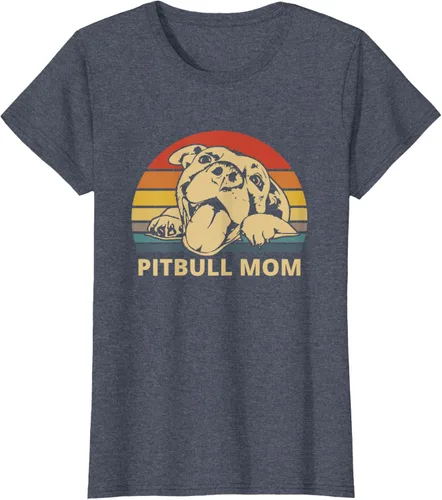 Vista 14 de Vintage Pitbull Mom Happy smiling Pitbull Mom on Sunset T-Shirt, Negro
