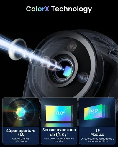 Vista 3 de REOLINK Cámara de seguridad CX820 ColorX PoE, 4K UHD, visión nocturna a color real, súper apertura F1.0, sensor de imagen de 1/1.8'', tecnología