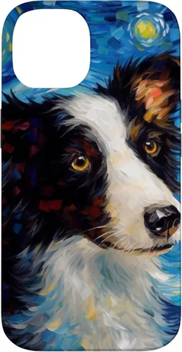 Vista 4 de iPhone 16 Border Collie Starry Night Van Gogh Border Collie Case
