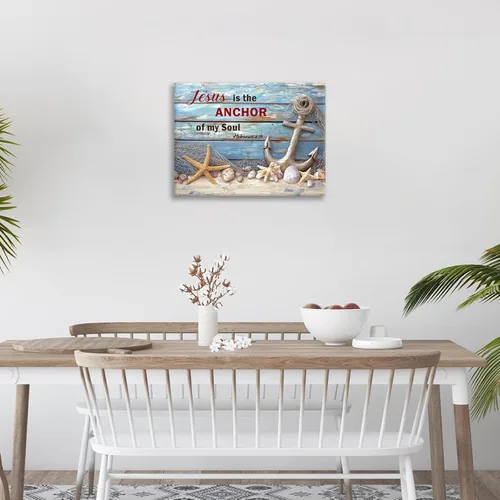 Vista 3 de Arte de pared de ancla náutica, lienzo motivacional de concha de estrella de mar, decoración de pared, citas inspiradoras, cuadros enmarcados, obra