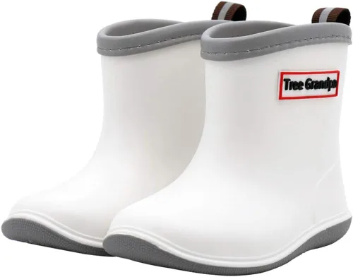 Vista 14 de Botas de lluvia para bebés, botas de lluvia cortas para niños pequeños, fáciles de poner, ligeras e impermeables Azul