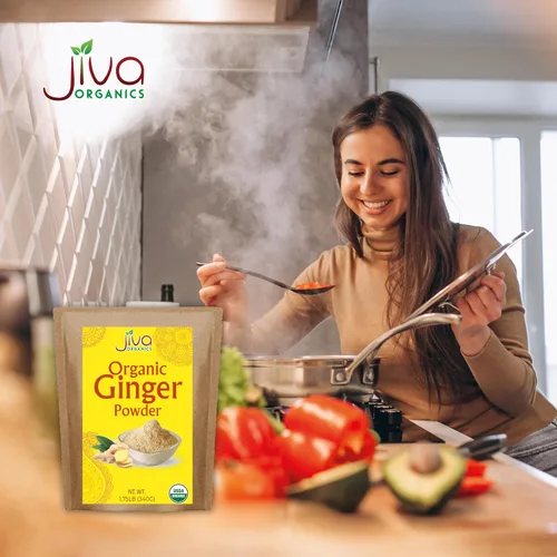 Vista 7 de Jiva Polvo de jengibre orgánico de 1.75 libras, bolsa a granel - Sin OMG, finamente molido, keto, raíz de jengibre molido puro y crudo