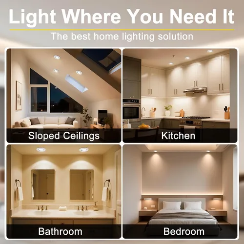 Vista 7 de Lightdot - Paquete de 6 luces LED empotrables con rótula de 6 pulgadas, ajustable 360°+90°, temperatura de color de 3CCT seleccionable y regulable