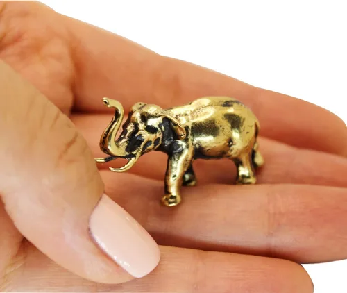 Vista 4 de Estatuilla de elefante de latón Feng Shui Lucky Miniature Art Hecho a mano