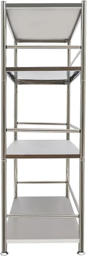 Vista 6 de Estantes de almacenamiento ajustables de 4 niveles con ruedas, 31.5 x 15.7 x 47.2 pulgadas, estante organizador plegable de metal de acero