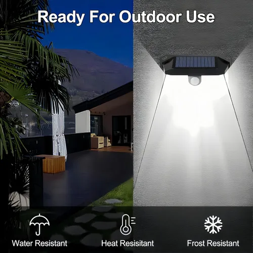 Vista 8 de Luces solares para exteriores, 178 luces LED con reflector de luz y 3 modos de iluminación, luz de pared con sensor de movimiento, resistente al