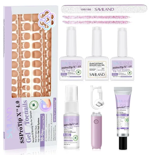 Vista 8 de Kit de pegamento de uñas sólido en gel Saviland y removedor de pegamento de uñas: luz UV para uñas, herramientas completas para uñas postizas