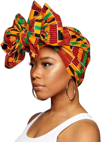 Vista 10 de Ankara - Diadema suave con estampado africano para la cabeza, bufanda para el cabello largo, turbante, corbata, punto africano, envolturas