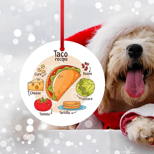 Vista 3 de Receta de tacos Adorno de Navidad Adorno colgante de tortilla Adorno de Navidad 2023 Regalo de Navidad Decoración de árbol de Navidad, adorno