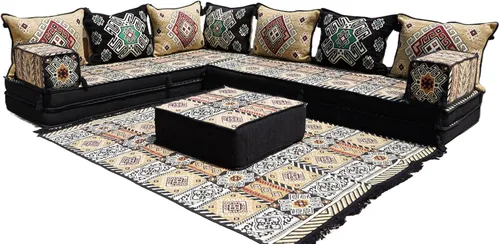Vista 6 de arabicsofa Sofá de suelo en forma de L de 4 pulgadas de grosor, asiento, almohada de suelo, juego de sofá seccional, muebles de patio, majlis árabe