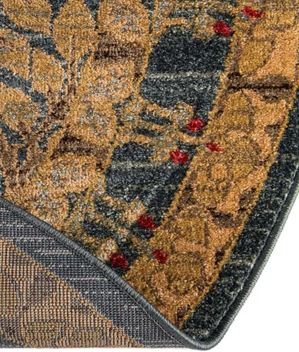 Vista 5 de Unique Loom Edinburgh Collection - Alfombra de área (6 pies 1 pulgada, redonda, azul marino/bronceado)