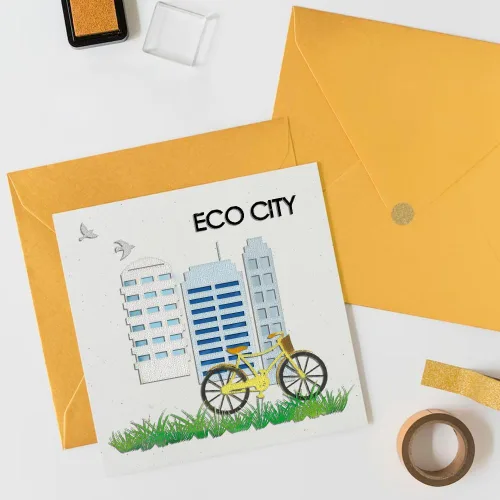 Vista 5 de Troqueles ecológicos para hacer tarjetas, ECO City Building Bike Troquel para álbumes de recortes, papel, manualidades, decoración, álbum