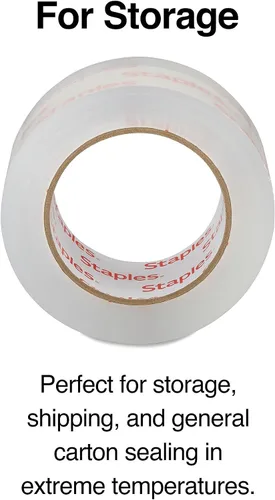 Vista 3 de STAPLES Cinta ligera para mudanza y almacenamiento, 1.88 pulgadas x 109 yardas, transparente, paquete de 6 rollos