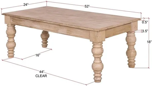 Vista 3 de Casartis Living James - Mesa de centro de madera maciza de mango de 18 pulgadas, color natural