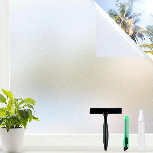 Vista 10 de rabbitgoo Película opaca de privacidad para ventanas con herramientas, vidrio de baño, adherencia estática, bloqueo de calor solar, oscurecimiento