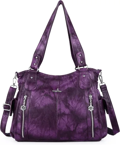 Vista 10 de Angel Kiss Bolsos para mujer con tiras en la parte superior, bolso estilo Hobo, bolsas de hombro espaciosas y casuales, cartera estilo Tote de PU