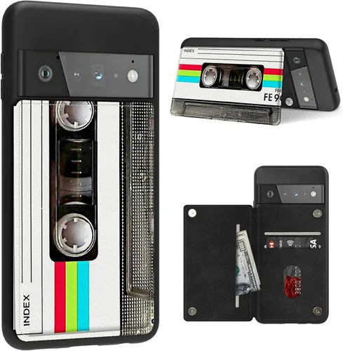 Vista 35 de Funda para Google Pixel 6 Pro con ranura para tarjetero, funda de piel sintética, doble cierre magnético y cubierta duradera de poliuretano girasol