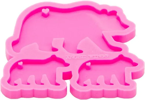 Vista 3 de Angel Wings Molde de familia de osos súper brillantes, moldes de silicona para madre y bebé, molde de llavero personalizado para llavero de arcilla