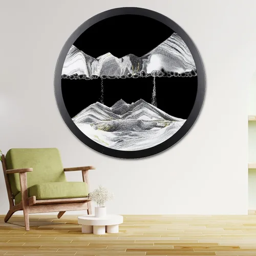 Vista 31 de Decoración artística de arena móvil de 17.3 pulgadas, pintura 3D giratoria de 360 grados, arte de pared de vidrio, decoración de sala de estar