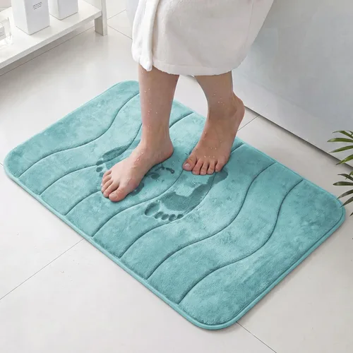 Vista 28 de Flamingo P Alfombra de Baño de Espuma Viscoelástica Tapetes de Baño Alfombra Antideslizante Absorbente de Agua para Ducha, 24x17 pulgadas, Verde Aqua