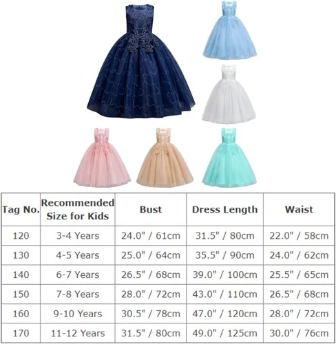 Vista 7 de Vestido de fiesta de boda con encaje de tul para niñas, para comunión, formal, cumpleaños, princesa, concurso, baile de graduación