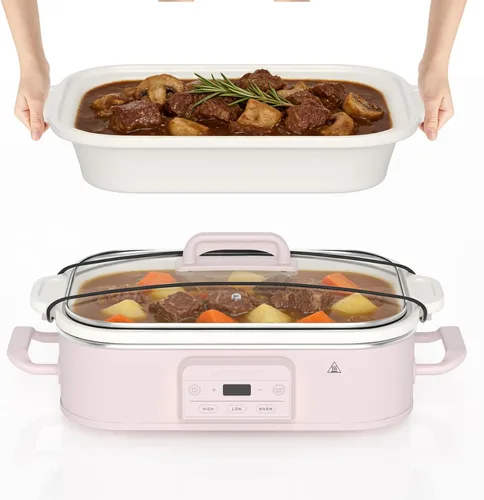Vista 14 de Olla de cocción lenta programable de 4 cuartos de galón con plato de hornear de cerámica - Pequeño electrodoméstico de cocina perfecto para cenas