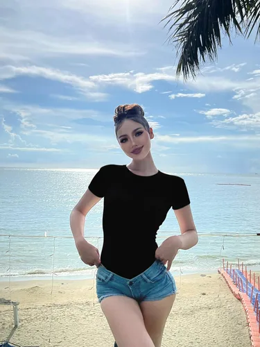 Vista 2 de Kivdol Paquete de 3 camisetas de manga corta con cuello redondo para mujer