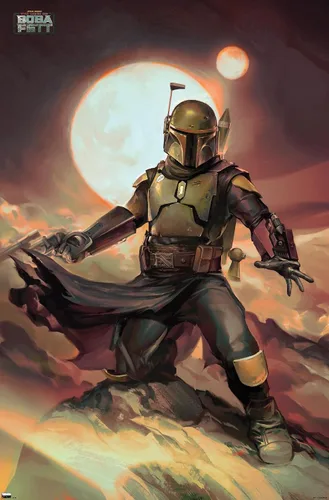 Vista 12 de Trends International Star Wars: The Book of Boba Fett - Póster de pared de Boba on Tatooine, 14.725 x 22.375 pulgadas, versión enmarcada de madera
