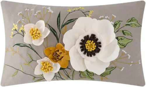 Vista 15 de KINGROSE Funda de almohada de flores 3D, 18 x 18 pulgadas, amarillo y Amarillo Blanco