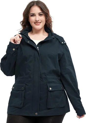 Vista 3 de Soularge Chaqueta militar de algodón con capucha desmontable para mujer