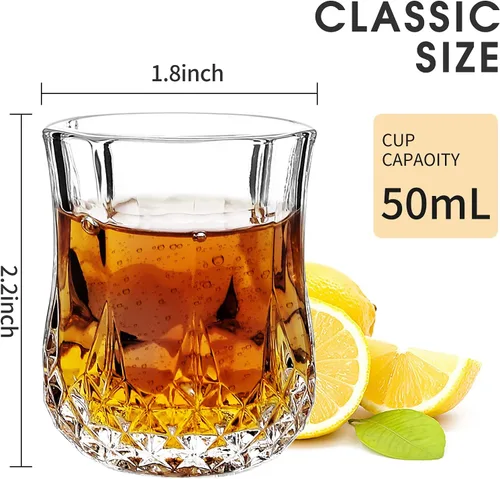 Vista 2 de JAIEF 1.7 OZ Vasos de Chupito de Tequila, Vasos de Chupito de Base Pesada, Vasos de Cordial de Cristal (4)
