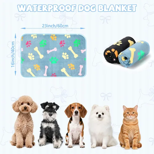 Vista 2 de YUEPET Mantas impermeables para perros, paquete de 2 mantas lavables para perros para cama, sofá, protector de vellón de franela para cachorros