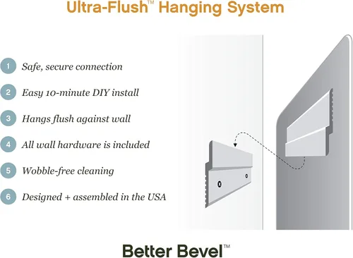 Vista 5 de Better Bevel - Espejo de catedral sin marco de 19 x 32 pulgadas, borde biselado de 1 pulgada, espejo de pared de baño