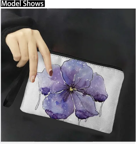 Vista 4 de GIFTPUZZ Lindo monedero para mujer, de microfibra de forro polar, portátil, para muñeca, cambio, tarjetero con cremallera