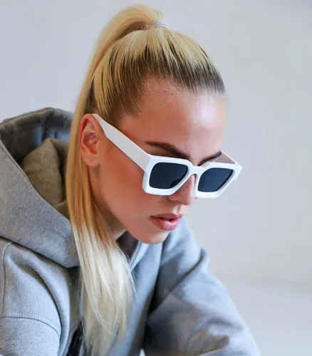 Vista 3 de AIEYEZO Gafas de sol cuadradas para mujeres y hombres, gafas de sol cuadradas con montura gruesa, estilo de diseñador simple