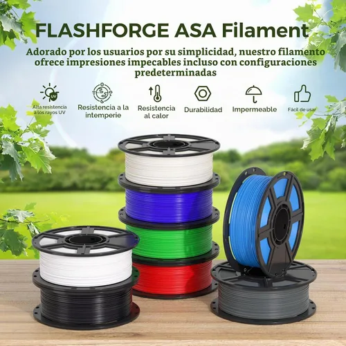 Vista 2 de FLASHFORGE - Filamento ASA para impresora 3D, 1.75mm Negro, bobina de 1kg (2.2lbs), precisión dimensional de +/- 0.02mm, duradero, alta resistencia