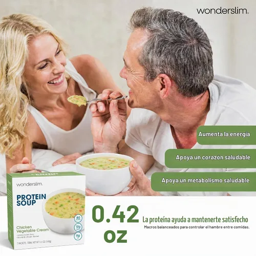 Vista 4 de Mezcla para sopa dietética WonderSlim de alto contenido de proteínas High Protein Soup w/ 12g Protein, 80 Cal, 0g Fat, 7g Net Carbs, GLP-1