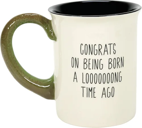 Vista 2 de Enesco Our Name is Mud Happy Birthday Old Dinosaur T-Rex - Taza de café esculpida, 16 onzas, multicolor
