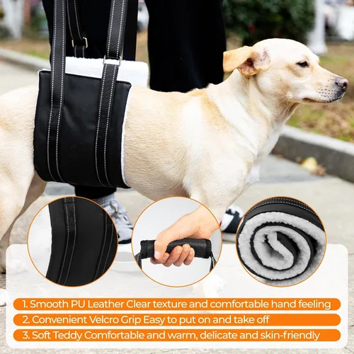 Vista 2 de Arnés de elevación para perro, ajustable y cómodo arnés para perro con asa para rodilla de perro grande para desgarro de ACL, patas traseras