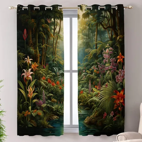 Vista 29 de Shrahala Blue Bright Blackout Curtain Tiers, Colorful Acrylic Paint Pour Abstract Design Kitchen Valance Light Blocking Tier Drapes with Rod Pocket