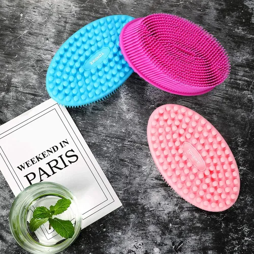 Vista 7 de TDHDIKE Esponja de silicona para el cuerpo, juego de 3 esponjas suaves exfoliantes para baño y ducha, cepillo para niños sensibles, mujeres