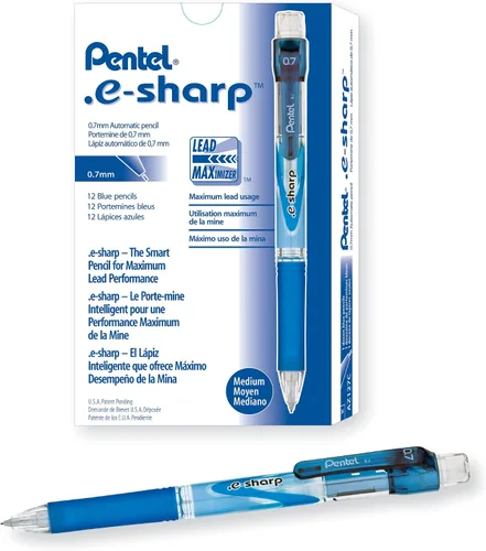 Vista 5 de Pentel e-Sharp – Lápiz mecánico de cilindro negro, caja por docena, Negro