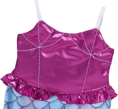 Vista 5 de HenzWorld Mermaid Princess Costume Dress up Outfit Birthday Party Spaghetti Strap Fish Skirt Accessories Jewelry Pink