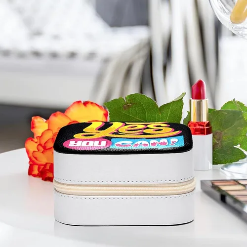 Vista 6 de Traveling Jewelry Box Case with Double Zipper, Yes You Can Jewelry Organizer Small Jewelry Case Earring Rings Holder for Women Girl