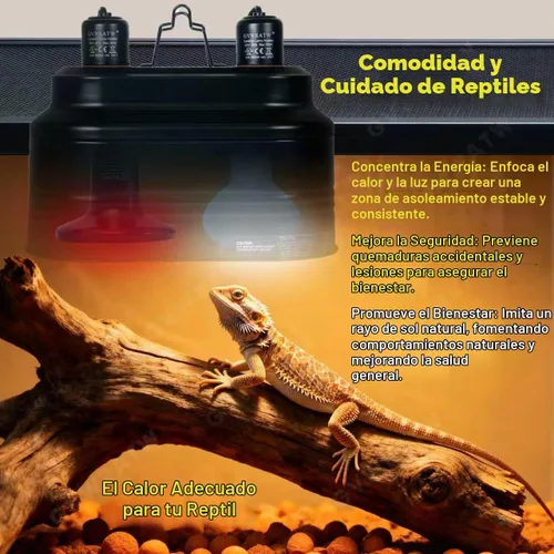 Vista 2 de Lámpara de reptil, máximo 160 W. Cada lámpara caliente de reptil viene con un interruptor separado, adecuada para lagartos, tortugas, serpientes
