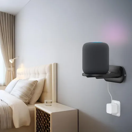 Vista 5 de PlusAcc Soporte de pared para Studio & HomePod & Era 100, negro Estante de soporte de montaje que ahorra espacio con espuma extraíble, gestión
