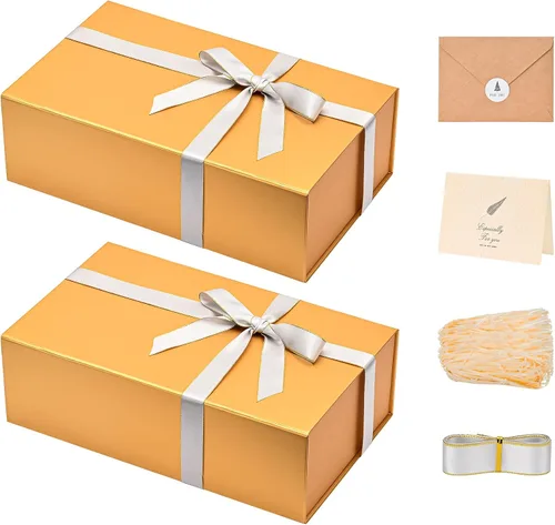 Vista 33 de LIFELUM Square Gift Box with Magnetic Lid, Card, Sticker, Ribbon, Shredded Paper Filler for Business, Wedding, Birthdays