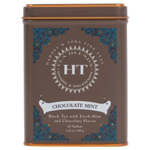 Vista 2 de Harney and Sons Chocolate Mint, Té Negro Saborizado - 20 Sobres por Lata