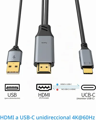 Vista 3 de Cable HDMI a USB C 4K60Hz, HDMI 2.0 a UsbC Adaptador de cable de grafeno suave de 6.6 pies, conecta HDMI portátil, PC, Xbox, Dock de cubierta