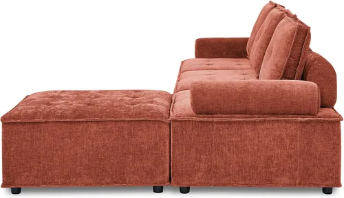 Vista 56 de Quarte Sofá seccional en forma de U, sofá modular con dos asientos individuales, dos sillas, combinación de bricolaje, tela de hilo en bucle Beige/5